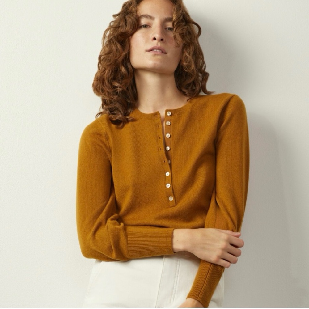 Everlane Cashmere 1/2 Button-Up Sweater